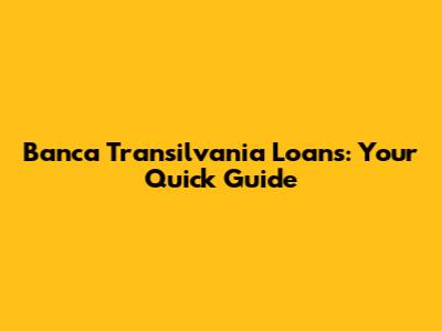 Banca Transilvania Loans: Your Quick Guide