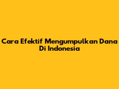 Cara Efektif Mengumpulkan Dana Di Indonesia