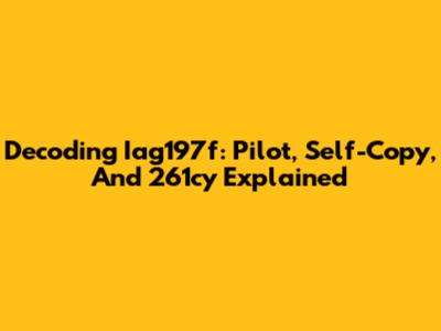 Decoding Iag197f: Pilot, Self-Copy, And 261cy Explained
